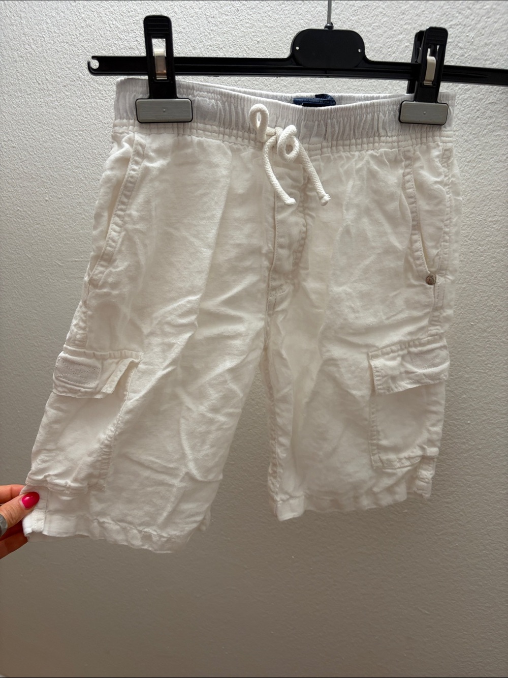 Vilebrequin White Linen kids Cargo Drawstring Shorts - 8 years